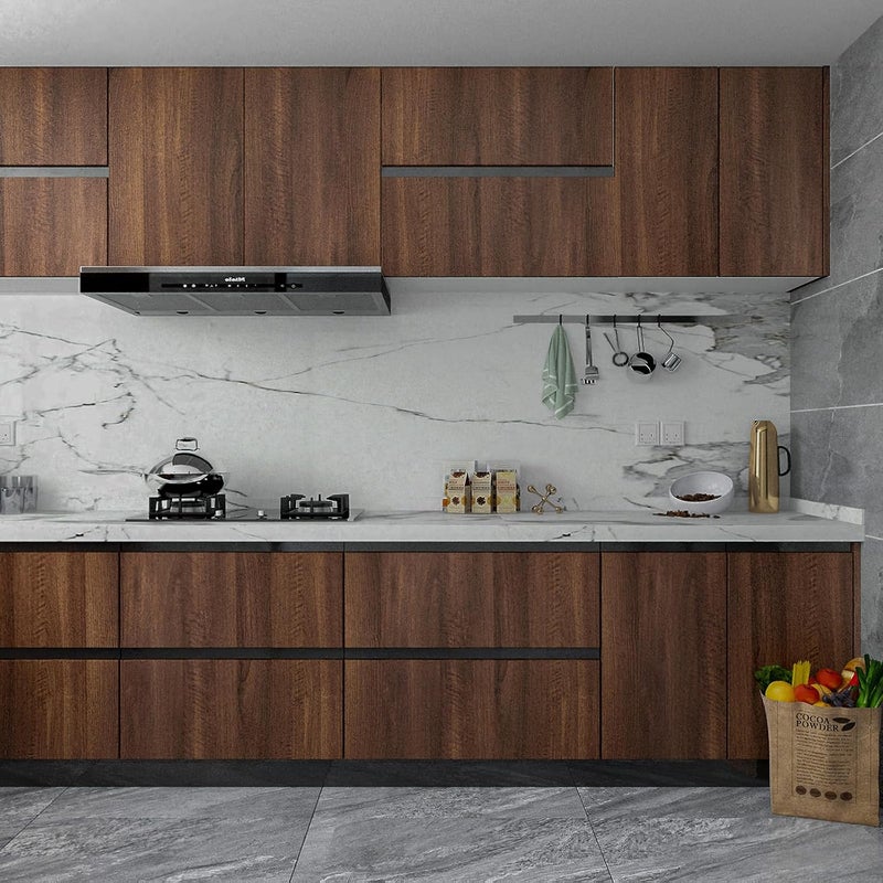 HOLOMEY ورق جدران خشب الجوز كبير 48x354 بوصة قابل للإزالة ذاتي اللصق ورق حائط خشبي سميك بتصميم خالي من الفقاعات لتغطية جدران خزائن المطبخ - Image 2